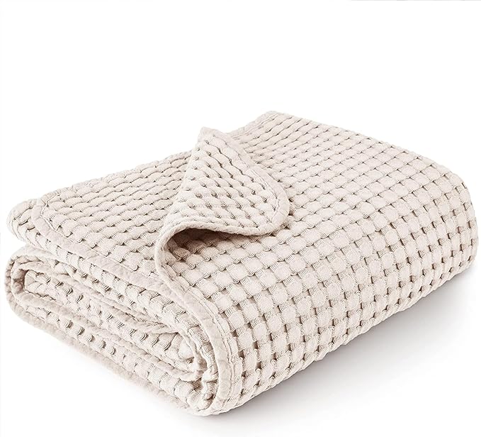 Konssy Waffle Baby Blanket - Soft & Cozy Nursery Swaddle Blanket, Lightweight Toddler Throw for Boys & Girls, Ideal for Wrapping (Oat)