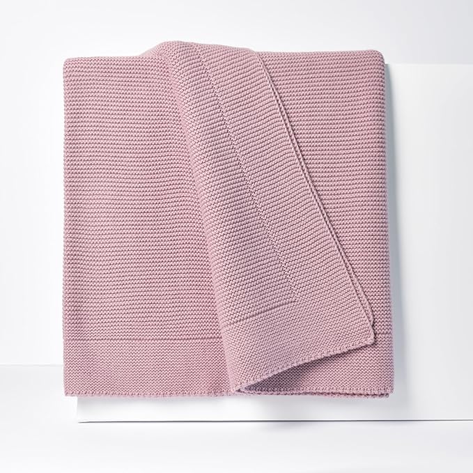 100% Cotton Knitted Throw Blanket – Oeko-TEX® Certified, Breathable & Soft, 50" x 60" – Substantial All-Season Blanket for Couch, Bed, Home Décor and Gifting - 2 lb (Mauve)