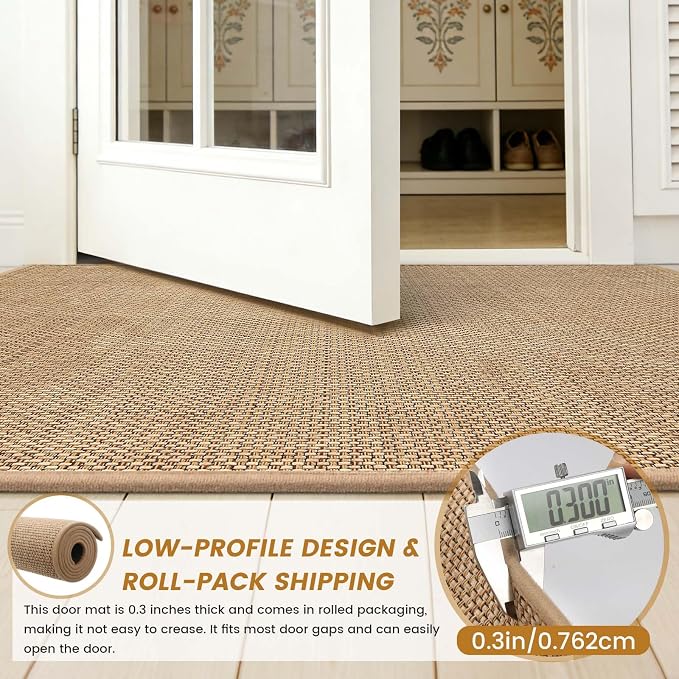 SMILOOL Front Door Mat Indoor Entrance, 20" x 32" Non-Slip Inside Door Mats for Entryway, Dirt Resistant and Absorbent Washable Doormat, Low Profile Entry Way Doormats, Floor Mats for House, Beige