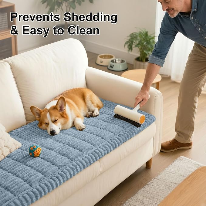 Smiry Couch Cover for Dogs, Non Slip Washable Sofa Protector for Pets, Soft Furniture Cover for Pet, Stylish Sofa Covers, Cozy Protect Against Fur, Dirt & Everyday Messes (Haze Blue, 43" x 63")
