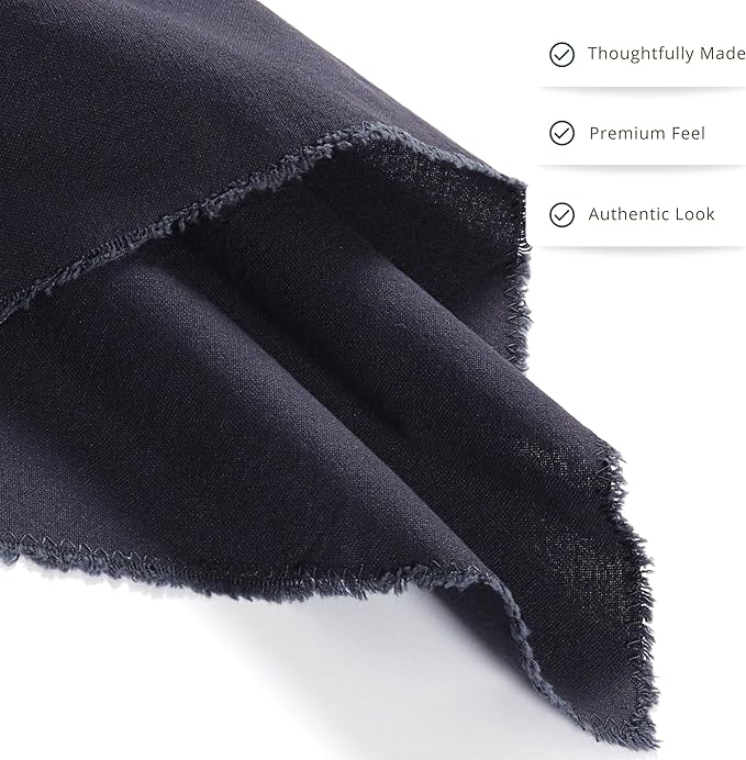 Palisa Premium Cotton Dinner Napkins Set of 4 | Steel Grey Frayed Edge Rustic Farmhouse Table Linen | Soft Washable Long Lasting Durable Cloth Serviettes for Wedding Dining Decor 18x18 Inch
