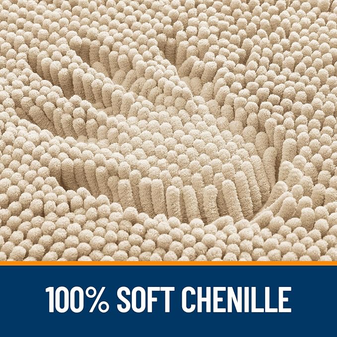 OLANLY Large Bathroom Rugs 40x32, Extra Soft Absorbent Chenille Bath Rugs, Rubber Backing Quick Dry, Machine Washable Bath Mats for Bathroom Floor, Tub and Shower, Home Decor Accessories, Beige