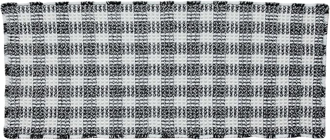 TYUU Waffle Runner Rug Bathroom, Long Boho Bathroom Rugs Non Slip Washable Absorbent Checkered Bathroom Mat Quick Dry Farmhouse Bath Mat, 60"x24" Black and White