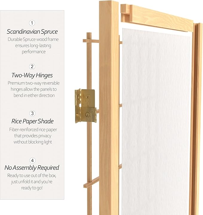 Red Lantern 7 ft. Tall Window Pane Shoji Screen - Natural - 4 Panels