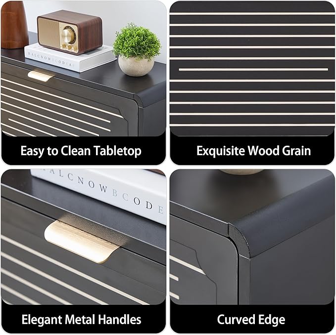 Narrow Shoe Cabinet, Wood Shoe Rack for Entryway with 2 Flip Drawers, Mid-Century Modern Slim Shoe Storage Cabinet Freestanding Hidden Shoes Organizer for Foyer, Hallway (Black, 27.56'')