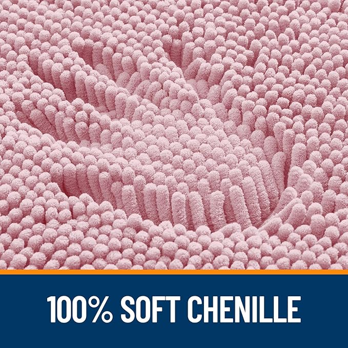 OLANLY Bathroom Rugs 34x21, Extra Soft Absorbent Chenille Bath Rugs, Rubber Backing Quick Dry, Machine Washable Bath Mats for Bathroom Floor, Tub and Shower, Home Decor Accessories, Dusty Rose