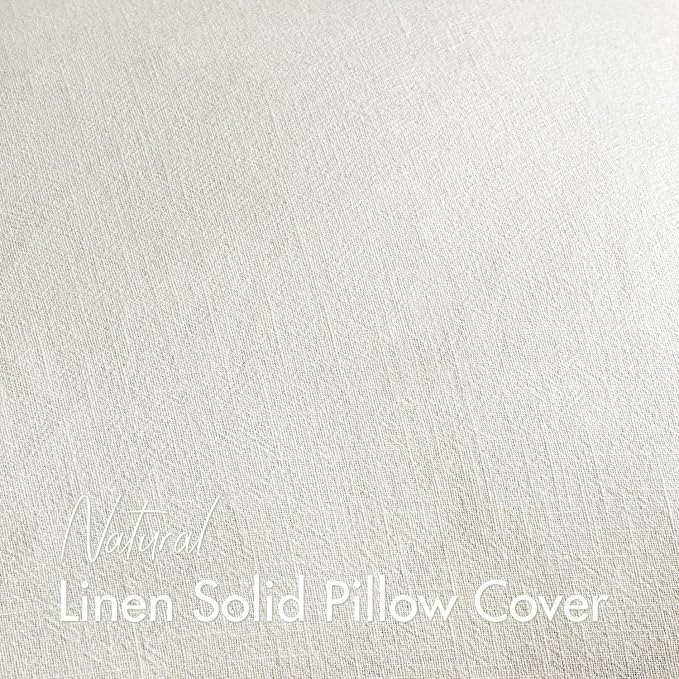 28x28 Inch Euro Sham Set of 2 Decorative Linen Solid Throw Pillow Covers Boho Accent Farmhouse Pillowcases Modern Netural Home Decor for King Bed Couch Sofa Living Room,Cream White