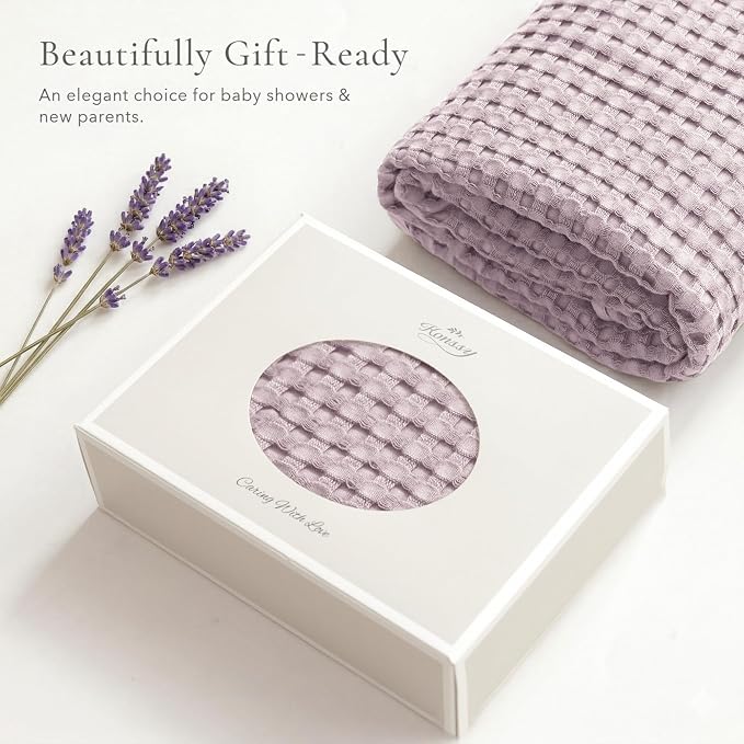 Konssy Waffle Baby Blanket - Soft & Cozy Nursery Swaddle Blanket, Lightweight Toddler Throw for Boys & Girls, Ideal for Wrapping(Purple)