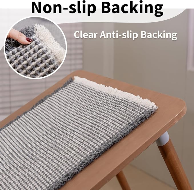 Waffle Bath Mat - Boho Bathroom Rugs Non Slip Washable, Super Absorbent & Quick Dry, Soft Bath Mat Farmhouse Bathroom Decor, 24'' x 48'', Dark Grey and White