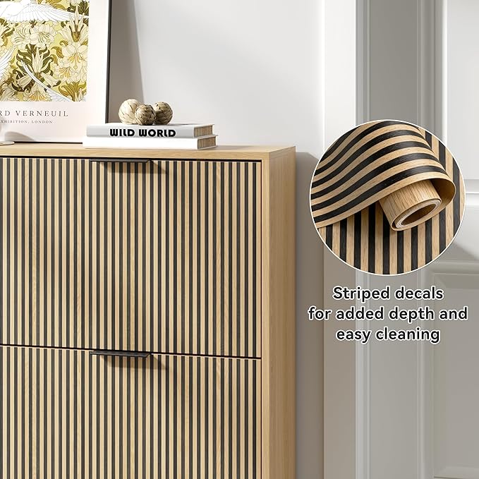 Shoe Storage Cabinet for Entryway with 4 Flip Drawers,Narrow Shoe Rack Cabinet,Hidden Slim Shoe Storage Freestanding Shoe Organizer Cabinet for Entryway, Hallway