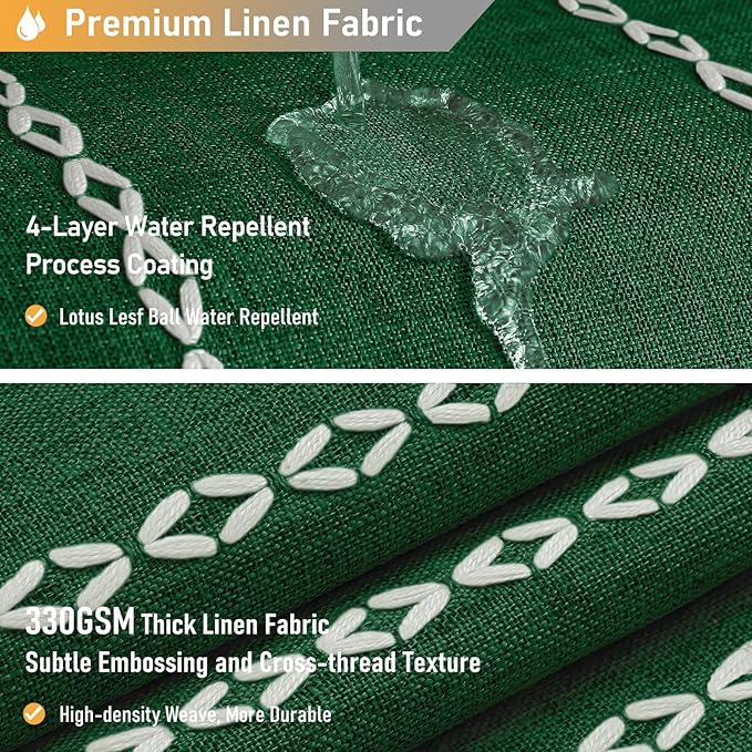 BTTN Stall Fabric Shower Curtain - 54x78 Boho Striped Linen Heavy Duty Tassel Shower Curtain Set with 10 Hook, Narrow Rustic Modern Farmhouse Bohemian Cloth Shower Curtain for Bathroom - Emerald Green