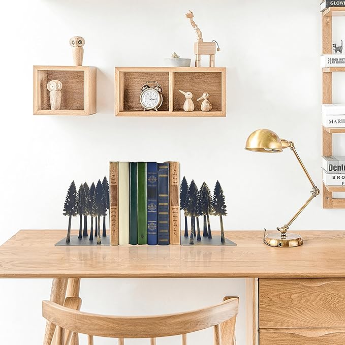 Forest Decor - Charming Pine Tree Decor Bookends, Tree Decor Book Ends for Shelves – Ideal for Nature Lovers