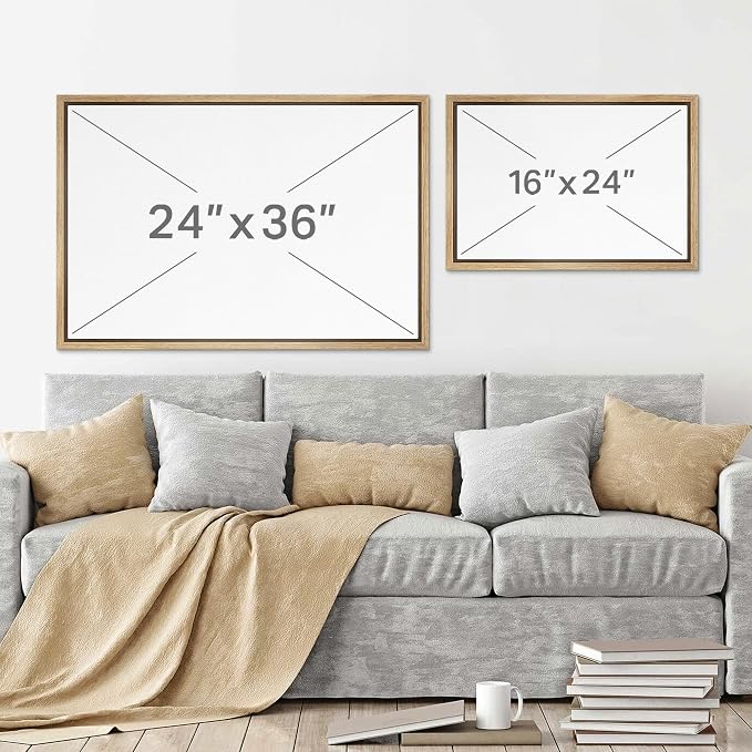 SIGNWIN Framed Canvas Print Wall Art Gray White Watercolor Landscape Abstract Shapes Illustrations Modern Art Decorative Contemporary Chic Minimal for Living Room, Bedroom, Office - 24"x36" Natural