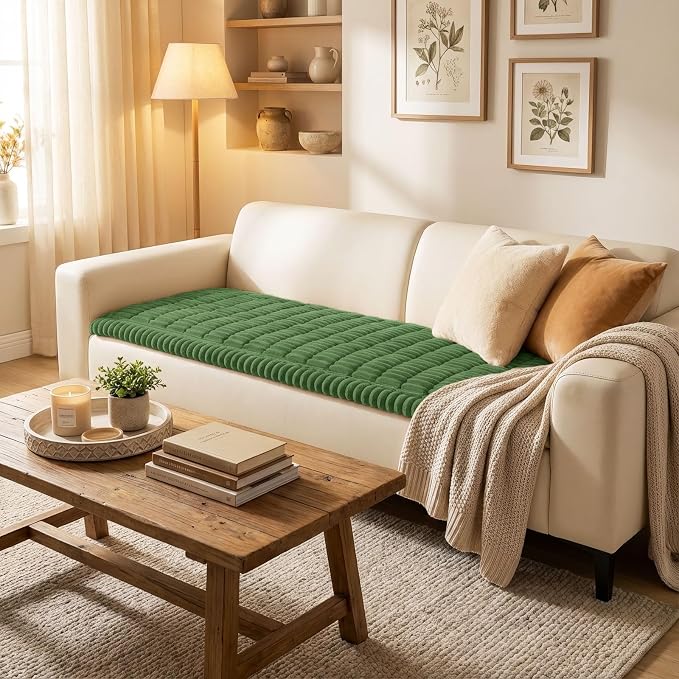 Smiry Couch Cover for Dogs, Non Slip Washable Sofa Protector for Pets, Soft Furniture Cover for Pet, Stylish Sofa Covers, Cozy Protect Against Fur, Dirt & Everyday Messes (Olive Green, 27.6" x 27.6")