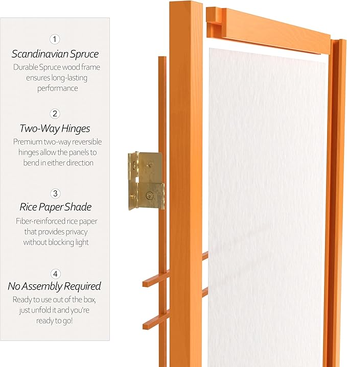 3 ft. Short Double Cross Shoji Screen - Honey - 6 Panels