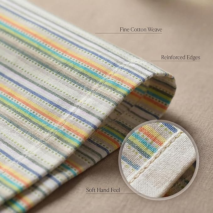 Urban Villa Cloth Napkins 100% Cotton Highly Absorbent Washable Durable Reusable Premium Dinner Napkins Ideal for Gifts for Mothers Day Hotel Farmhouse Parties - Beige Multi (20" x 20", Set of 12)