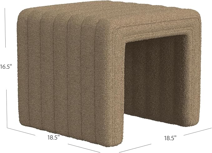 Spatial Order Modern Channel Tufted Ottoman | Spatial Order Home Décor | Ottoman for Living Room & Bedroom - Brown Boucle