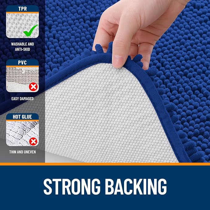 OLANLY Large Bathroom Rugs 70x46, Extra Soft Absorbent Chenille Bath Rugs, Rubber Backing Quick Dry, Machine Washable Bath Mats for Bathroom Floor, Tub and Shower, Home Decor Accessories, Royal Blue