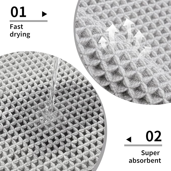 Disolla Waffle Bath Mat, Non Slip Absorbent Bathroom Runner Rug, Washable Quick Dry Ultra Soft Long Bathroom Floor Mat, Large Grey & White Bath Rug for Tub Shower, 24''x70''
