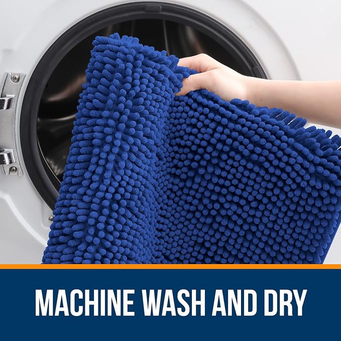 OLANLY Large Bathroom Rugs 44x32, Extra Soft Absorbent Chenille Bath Rugs, Rubber Backing Quick Dry, Machine Washable Bath Mats for Bathroom Floor, Tub and Shower, Home Decor Accessories, Royal Blue