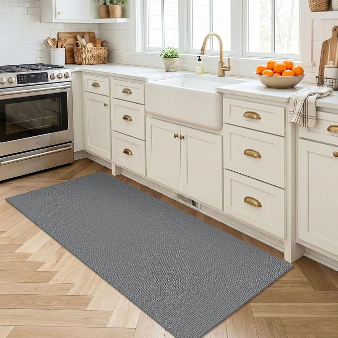 EARTHALL Washable Runner Rug 2x4 Ft Non Slip Runners for Hallways Cotton Rubber Backed Entryway Runner Braided Indoor Floor Runners Carpet for Entryway, Hallway, Kitchen, Bedroom, Charcoal Gray