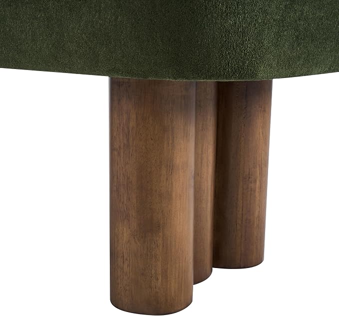 Christopher Knight Home Damas Fabric Upholstered Dining Bench, Wooden Entryway Bench, Long Sofa Footstool for Living Room, Bedroom End of Bed Bench, Olive Green+Walnut