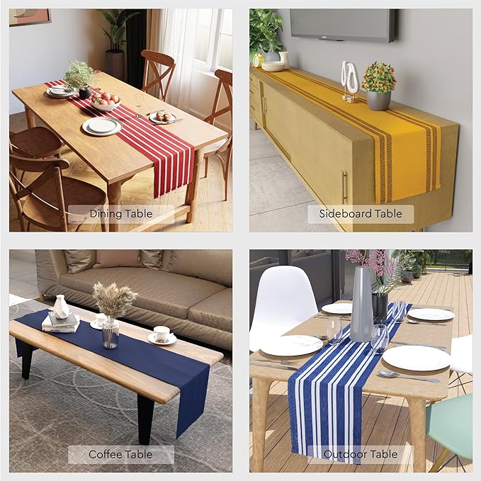 Encasa XO Dining Table Runner 13"x94" | Yarn Dyed Fine Ribbed Cotton | White | Machine Washable