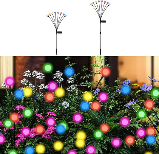 Solar Firefly Lights Multicolor, 2 Pack 800mAh Swaying Firefly Garden Lights Solar Powered Outdoor Waterproof Color Changing for Outside Yard Patio Lawn Pathway Walkway Stake Christmas Decor