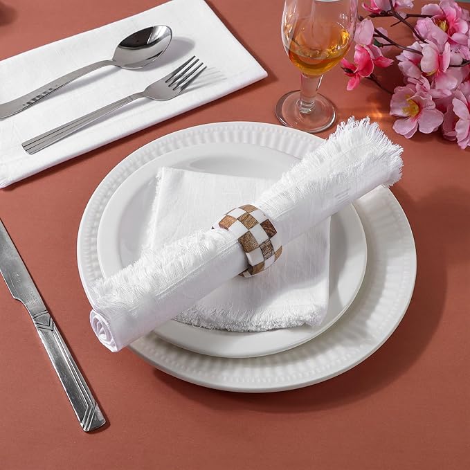 FINGERCRAFT Natural Cotton Napkin Set of 12 20x20 inch Dinner Napkins - Washable Soft Premium Reusable Perfect Fall Thanksgiving Table Napkins for Family Dinners Christmas Weddings Everyday Use White