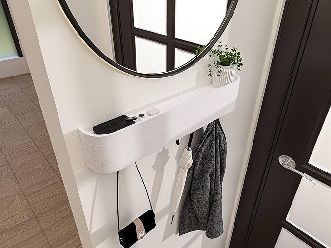 OLEEK Wall Coat Rack - Wall Shelf with Hooks - entryway Hooks - entryway Shelf - Modern Coat Rack - Wooden Coat Rack Wall Mount for Home Decor - Wooden Mount for Home Decor