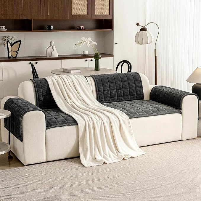 Couch Covers for Dogs Washable, Non Slip Couch Covers for Loveseat Sofa Pet Friendly, Soft Fuzzy Sofa Covers for Pet, Dog Couch Cover Furniture Protector(1PC,Dark Grey,27.6"x27.6")