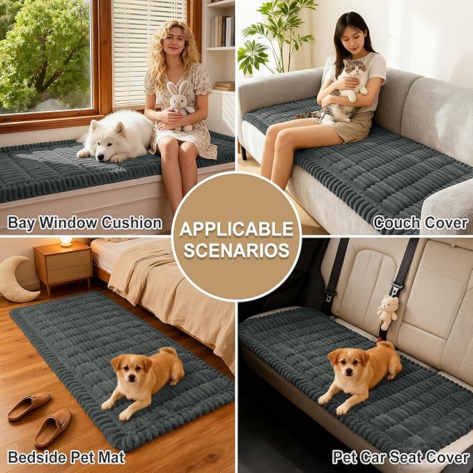 hyha Couch Cover for Dogs Washable, Non Slip Thick Flannel Sofa Protector, Pet Friendly Plush Furniture Cover for Sectional Sofa & Loveseat (Dark Grey, 43" x 82.7")