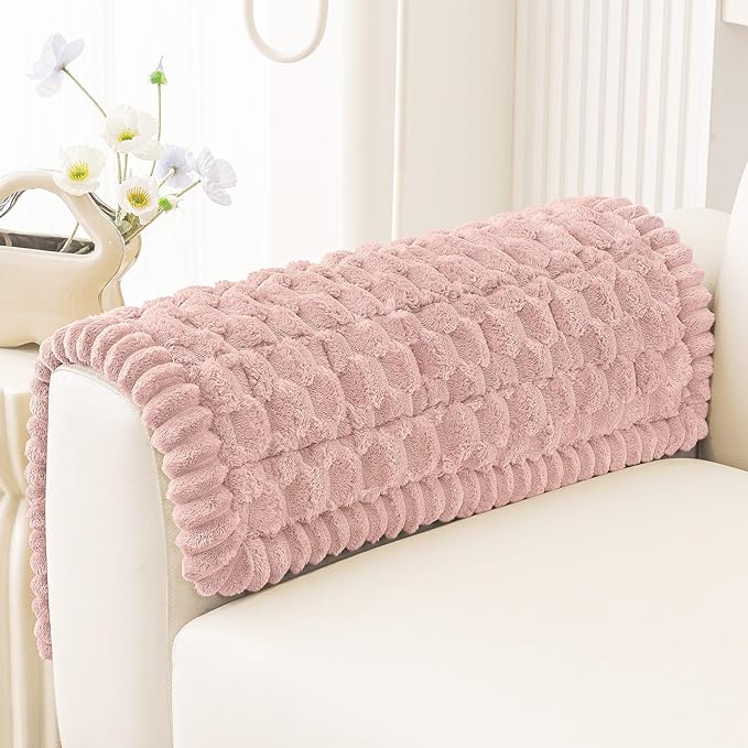 Smiry Couch Covers for Dogs Washable, Non Slip Fuzzy Pet Couch Covers for Sofa, Soft Thick Sofa Slipcovers Furniture Protector Pet Friendly (Dusty Rose, 27.6" x 27.6")