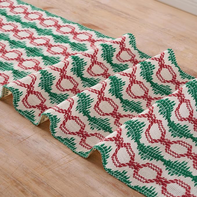 Fancy Homi Christmas Boho Cotton Polyester Table Runner 90 Inches Long, Farmhouse Macrame Table Runners with Tassels for Home Party Bohemian Rustic Bridal Shower Kitchen Dining Decor 12x90 Inches