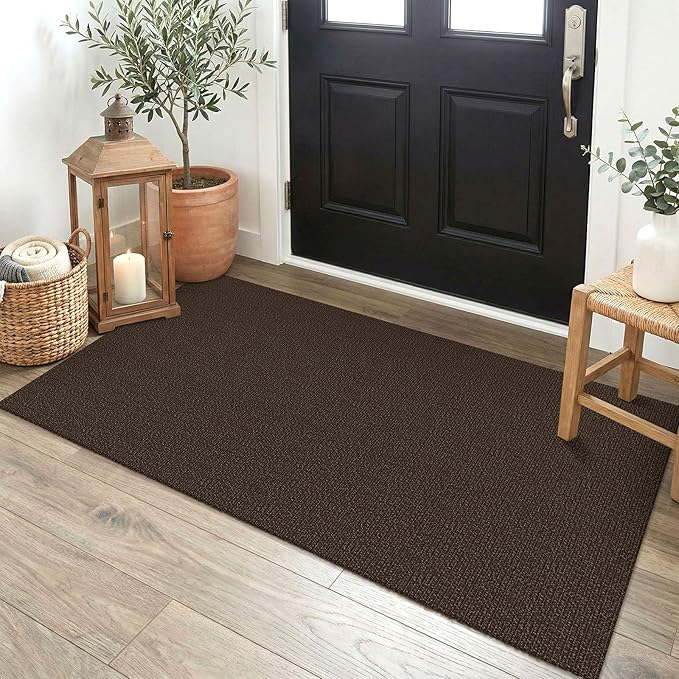 EARTHALL Washable Runner Rug 2x4 Ft Non Slip Runners for Hallways Cotton Rubber Backed Entryway Runner Braided Indoor Floor Runners Carpet for Entryway, Hallway, Kitchen, Bedroom, Brown/Coffee