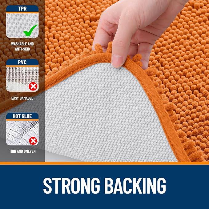 OLANLY Bathroom Runner Rugs 47x20, Extra Soft Absorbent Chenille Bath Rugs, Rubber Backing Quick Dry, Machine Washable Long Bath Mats for Bathroom Floor, Tub and Shower, Home Decor Accessories, Clay