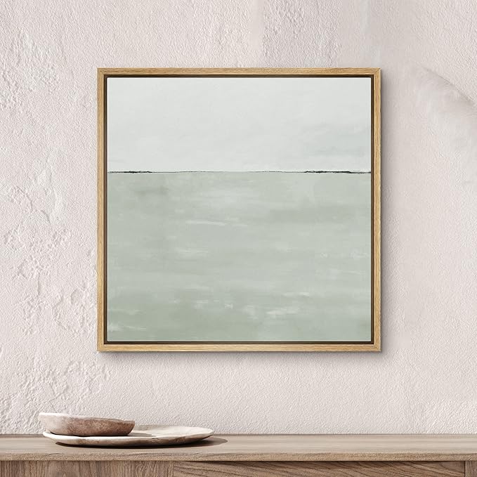 SIGNWIN Framed Canvas Print Wall Art Watercolor Abstract Gray Landscape Nature Shapes Illustrations Modern Art Decorative Contemporary Minimal for Living Room, Bedroom, Office - 16"x16" Natural