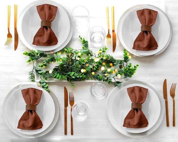 Zoyer Cloth Napkins Set of 12, 18x18 Inches Cotton Enrich Napkins Cloth ‎Washable, Soft & Durable Dinner Napkins for Parties, Wedding, Christmas, ‎Thanksgiving & Everyday Use - Rust