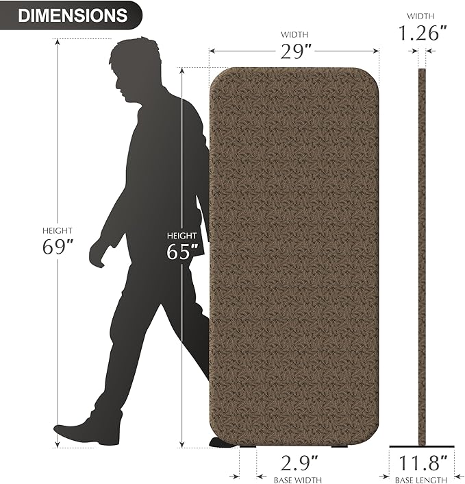 DECOLAB Room Divider Panel, Fabric Decorative Space Privacy Partition, Portable Wall for Bedroom, Studio Apartment, Home, Scratch Resistance, 29"x65", Shimmer