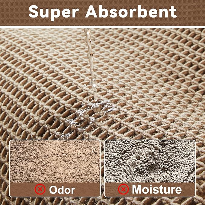 Triohero Waffle Runner Bath Mat - Long Bathroom Rugs Non Slip Washable, Ultra Soft Super Absorbent Quick Dry Boho Farmhouse Bathroom Decor, 24" x 72", Beige