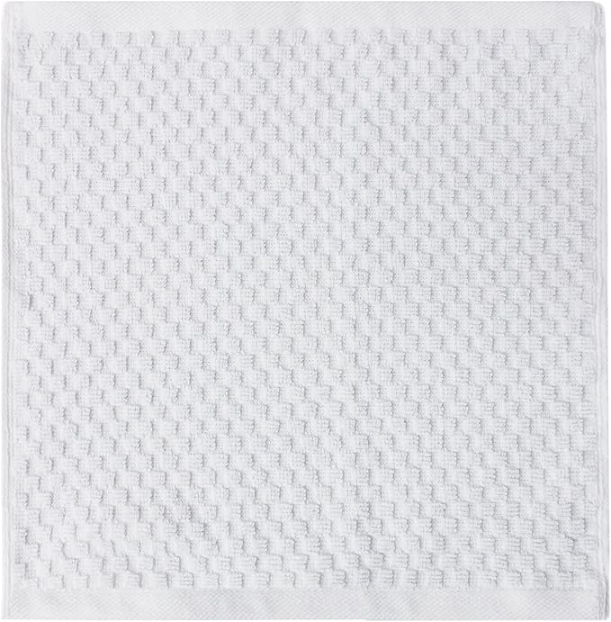 COTTON CRAFT Euro Spa Waffle Wash Cloth - Set of 12 Luxury Pure Ringspun Cotton Waffle Weave Bathroom Face Towel - Everyday Plush Absorbent Hotel Gym Shower Beach Kitchen Travel Dorm - 12x12 - White