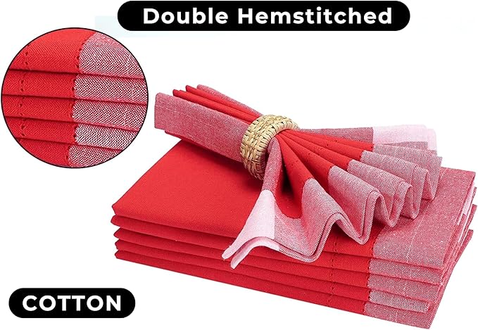 HOMIDATE Cloth Dinner Napkins Set of 4, Reusable Fabric Napkins for Weddings, Parties & Dining Table Decor, Machine Washable Soft Linen Feel Napkins, Red