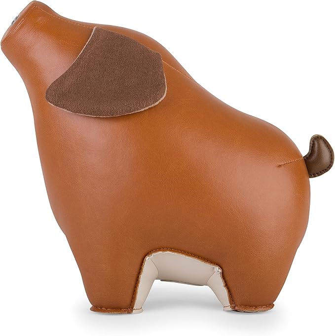 Zuny, Zuny Series Bookend Tan for Shelves, Office Decorative- Pig Diya
