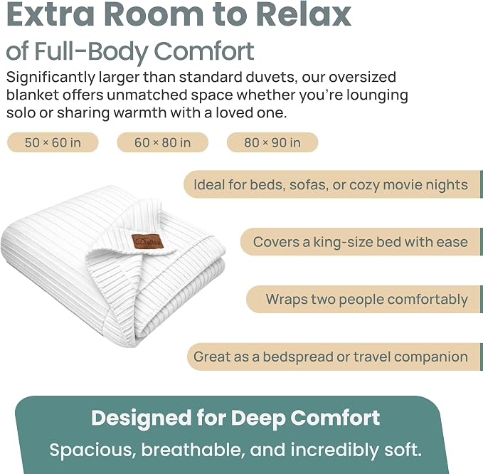 Dalisa 100% Organic Cotton Knit Throw Blanket, White, 50x60 Inches, GOTS-Certified, Crochet Knit, Adult, Eco-Conscious Luxury, Lynx-Inspired Pattern