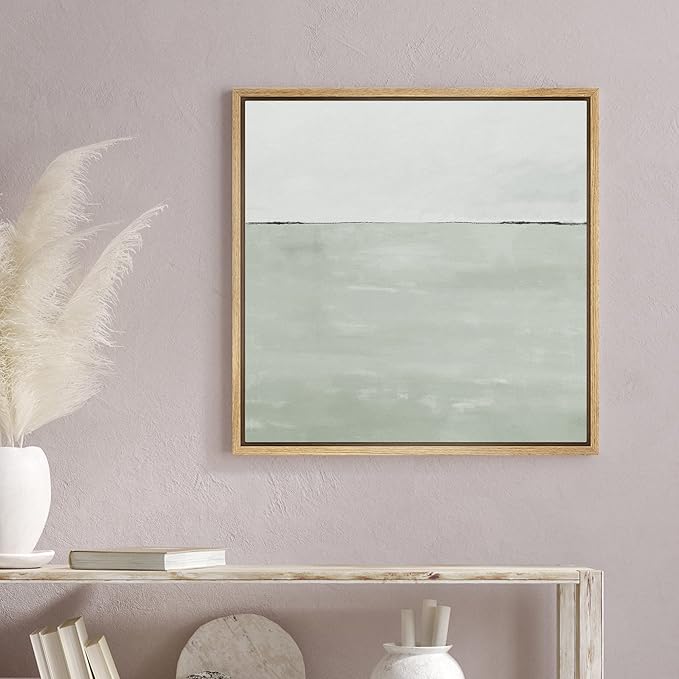 SIGNWIN Framed Canvas Print Wall Art Watercolor Abstract Gray Landscape Nature Shapes Illustrations Modern Art Decorative Contemporary Minimal for Living Room, Bedroom, Office - 24"x24" Natural