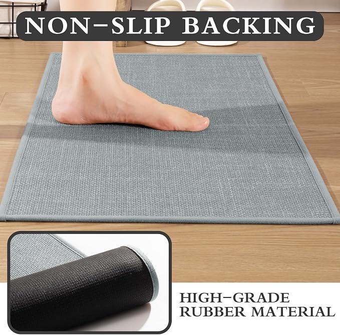 YIHOUSE Light Grey Bathroom Rugs Set 5 Piece, Absorbent Bath Mat for Bathroom Non Slip Washable, Bath Room Mat Quick Dry, Thin Bath Rug Set for Toilet and Floor