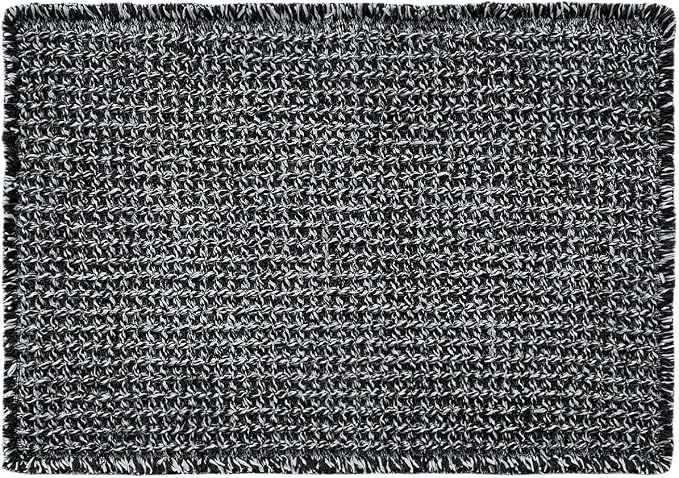 Triohero Waffle Runner Bath Mat - Long Bathroom Rugs Non Slip Washable, Ultra Soft Super Absorbent Quick Dry Boho Farmhouse Bathroom Decor, 24" x 60"', Black & White