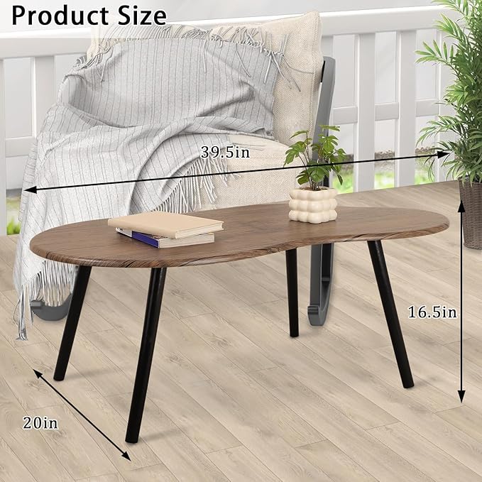 Small Coffee Table Irregular Wood Grain Desktop Coffee Tables Simple Modern Cloud Shaped Center Table Floor Standing Table for Living Room, Home Office
