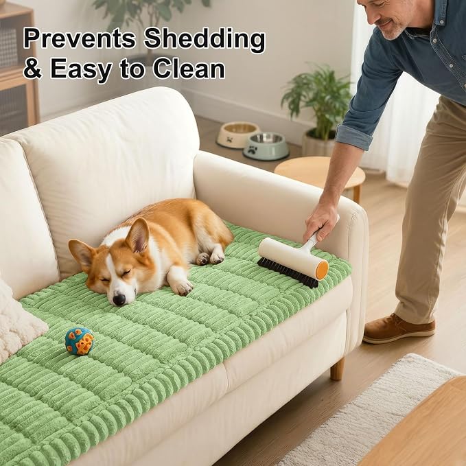 Smiry Couch Cover for Dogs, Non Slip Washable Sofa Protector for Pets, Soft Furniture Cover for Pet, Stylish Sofa Covers, Cozy Protect Against Fur, Dirt & Everyday Messes (Grass Green, 35.4" x 70.9")