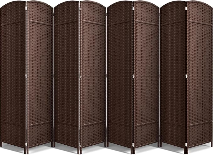 Sorbus 8 Panel Room Divider 6 ft. Tall - Privacy Screen, Extra Wide Double Hinged Panels, Mesh Hand-Woven Design, Partition Room Dividers and Folding Privacy Screens, Wall Divider for Room Separation